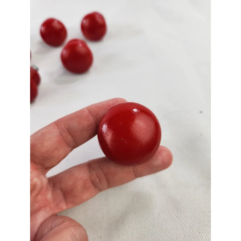 8 Wooden RED Drawer Pulls Dresser Drawer Cabinet Knobs Vintage Handle Painted
